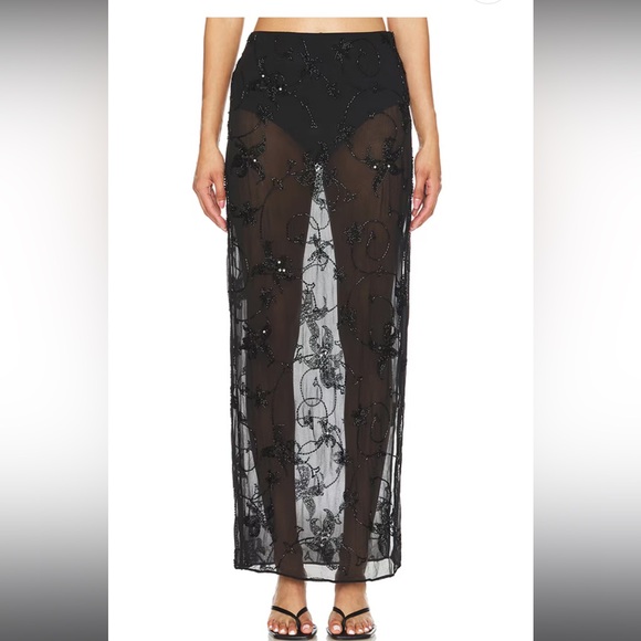 Camila Coelho Eloisia Maxi Skirt in Black - Picture 2 of 8